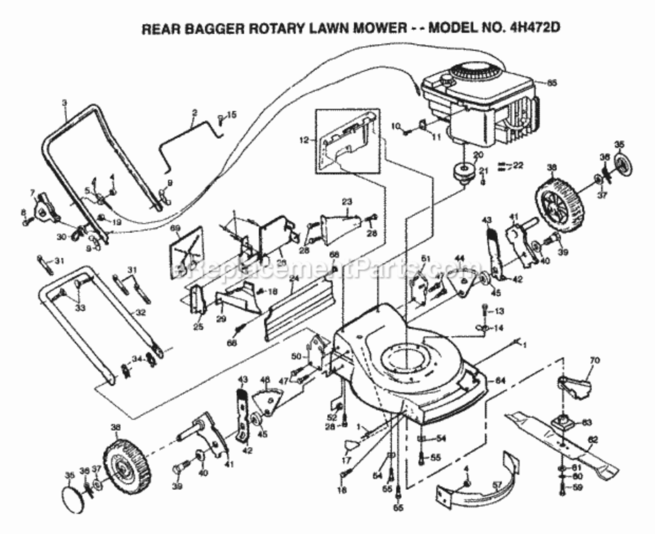 Page B Diagram and Parts List for 4H472D 1999 And Before Husqvarna Lawn Mower