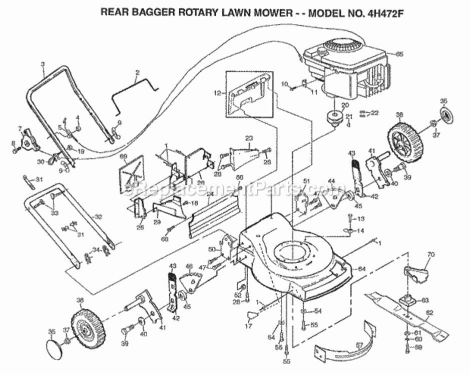 Page B Diagram and Parts List for 4H472F 1996 Husqvarna Lawn Mower