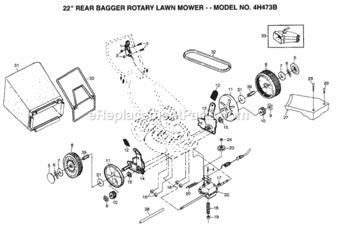 Page B Diagram and Parts List for 4H473B 1999 And Before Husqvarna Lawn Mower