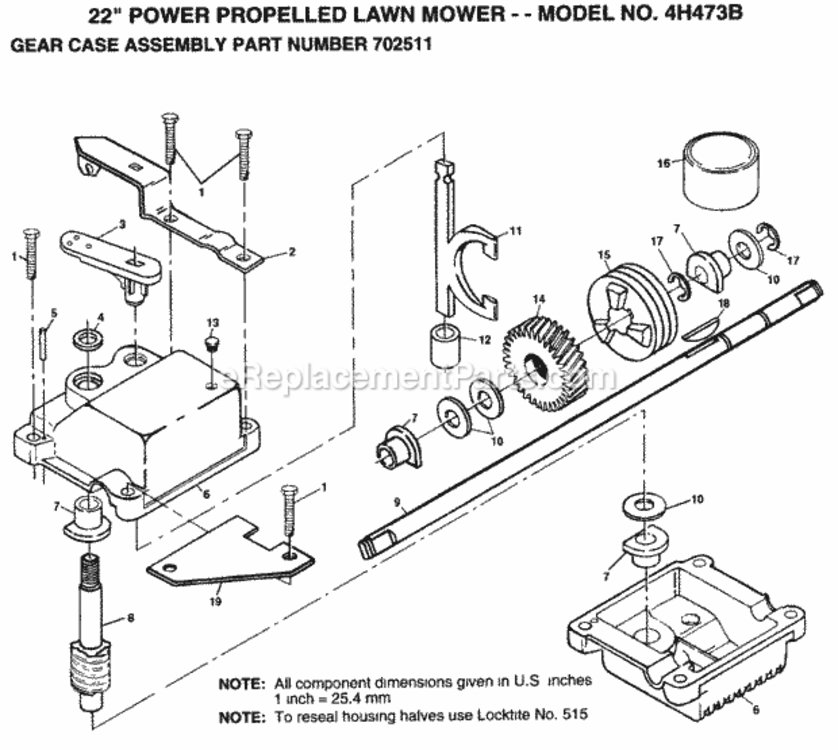 Page C Diagram and Parts List for 4H473B 1999 And Before Husqvarna Lawn Mower