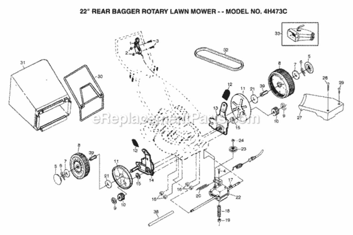Page B Diagram and Parts List for 4H473C 1999 And Before Husqvarna Lawn Mower