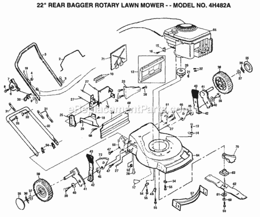 Page A Diagram and Parts List for 4H482A 1999 And Before Husqvarna Lawn Mower