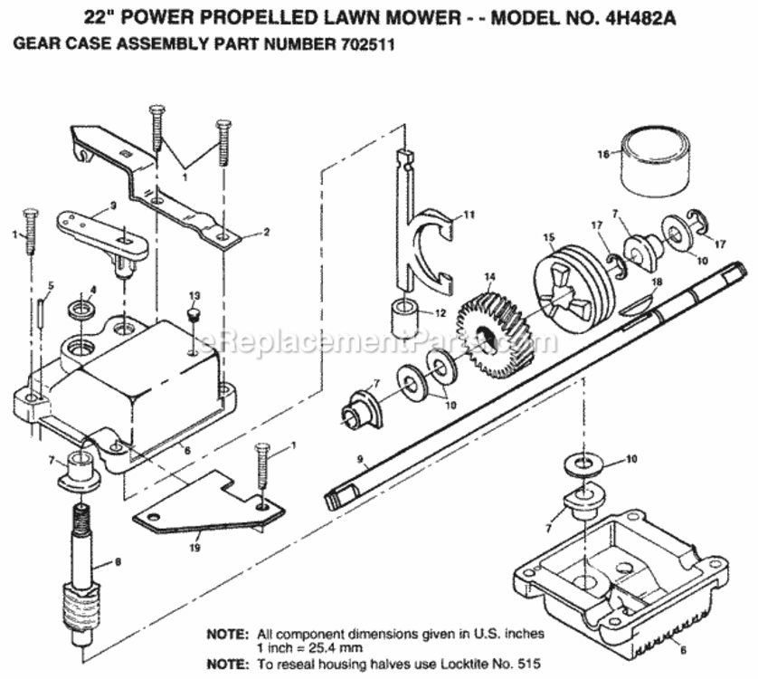 Page C Diagram and Parts List for 4H482A 1999 And Before Husqvarna Lawn Mower