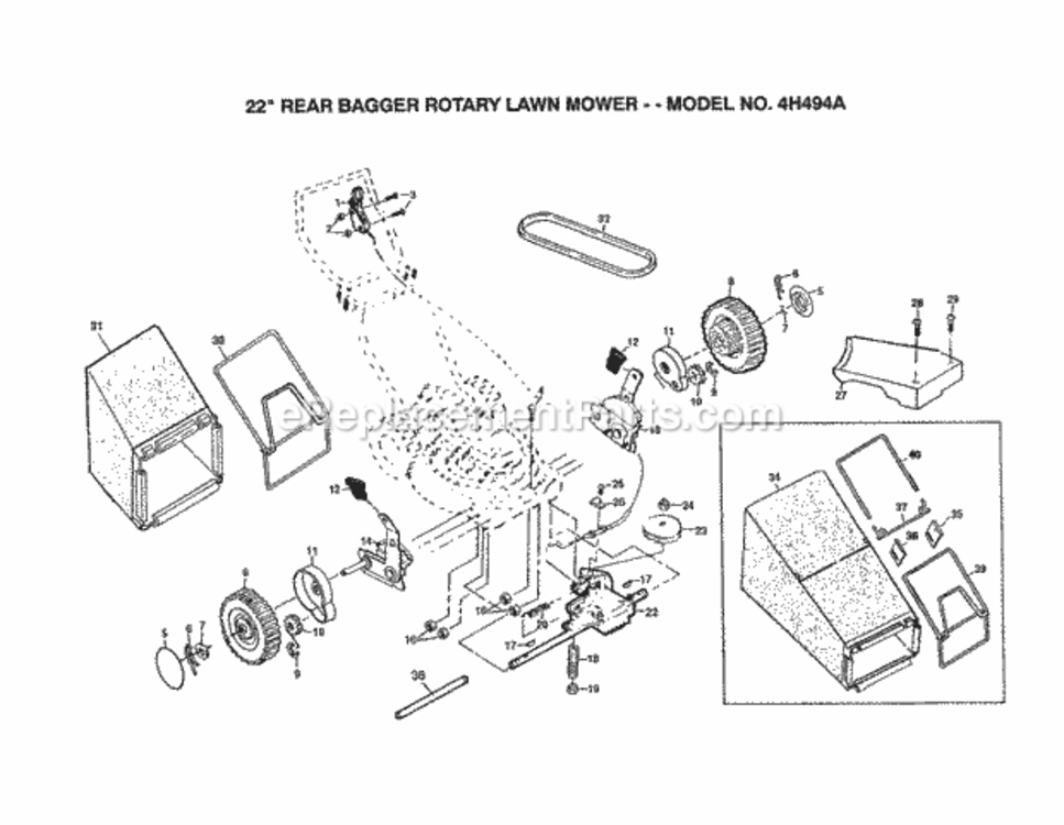 Page B Diagram and Parts List for 4H494A 1999 And Before Husqvarna Lawn Mower