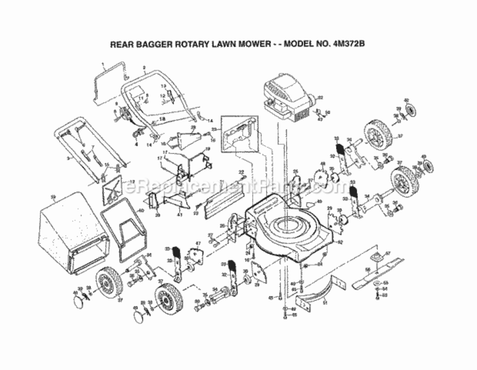 Page A Diagram and Parts List for 4M372B 1995 Husqvarna Lawn Mower