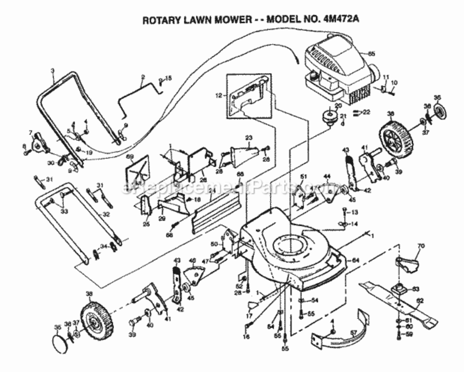 Page B Diagram and Parts List for 4M472A 1995 Husqvarna Lawn Mower