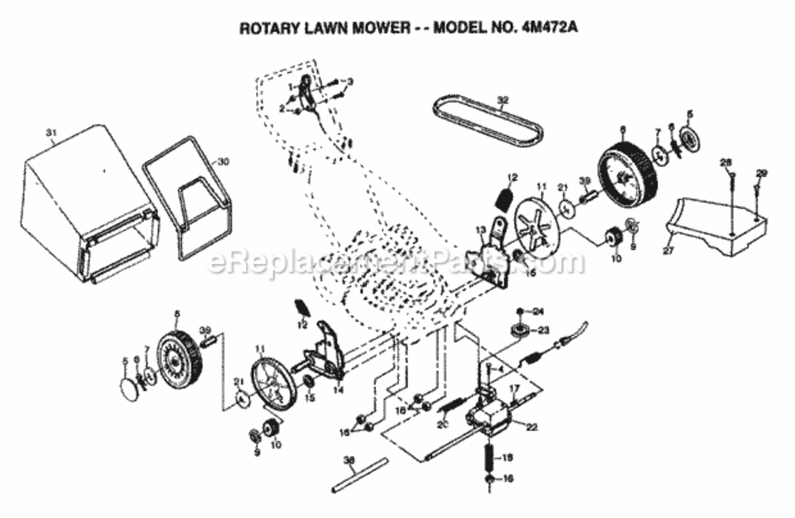Page C Diagram and Parts List for 4M472A 1995 Husqvarna Lawn Mower