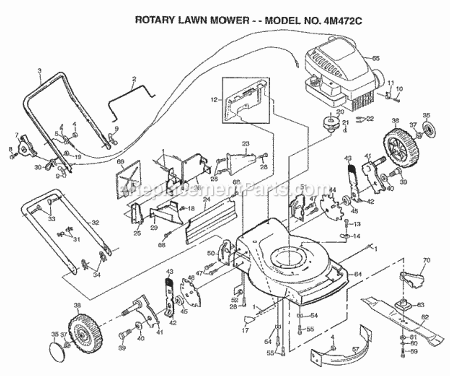 Page B Diagram and Parts List for 4M472C 1996 Husqvarna Lawn Mower