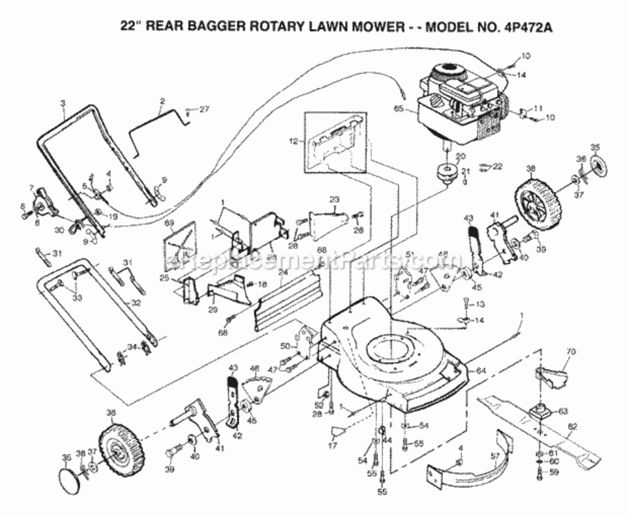 Page A Diagram and Parts List for 4P472A 1999 And Before Husqvarna Lawn Mower