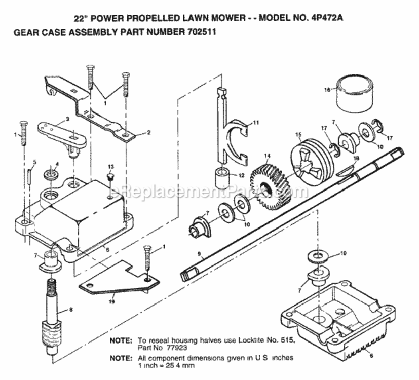 Page C Diagram and Parts List for 4P472A 1999 And Before Husqvarna Lawn Mower