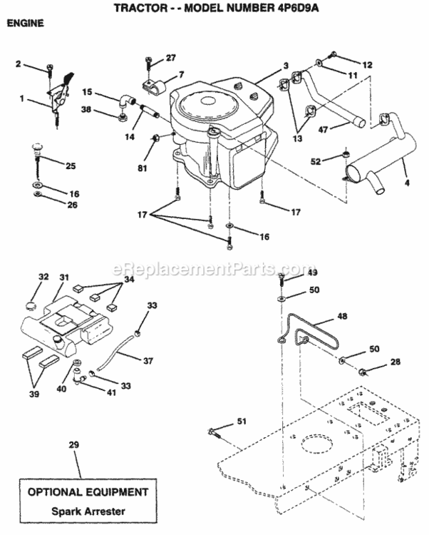 Page E Diagram and Parts List for 4P6D9A 1995 Husqvarna Lawn Tractor
