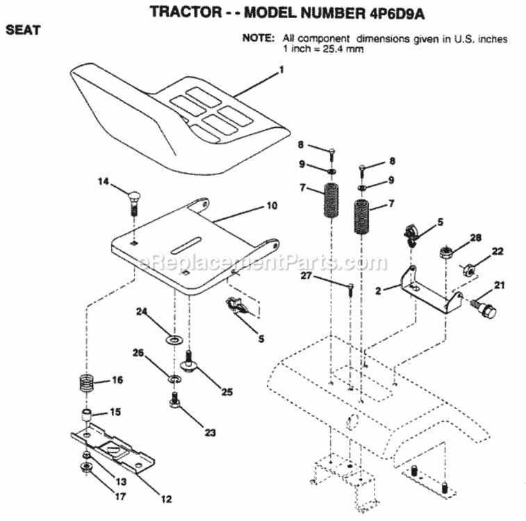 Page H Diagram and Parts List for 4P6D9A 1995 Husqvarna Lawn Tractor
