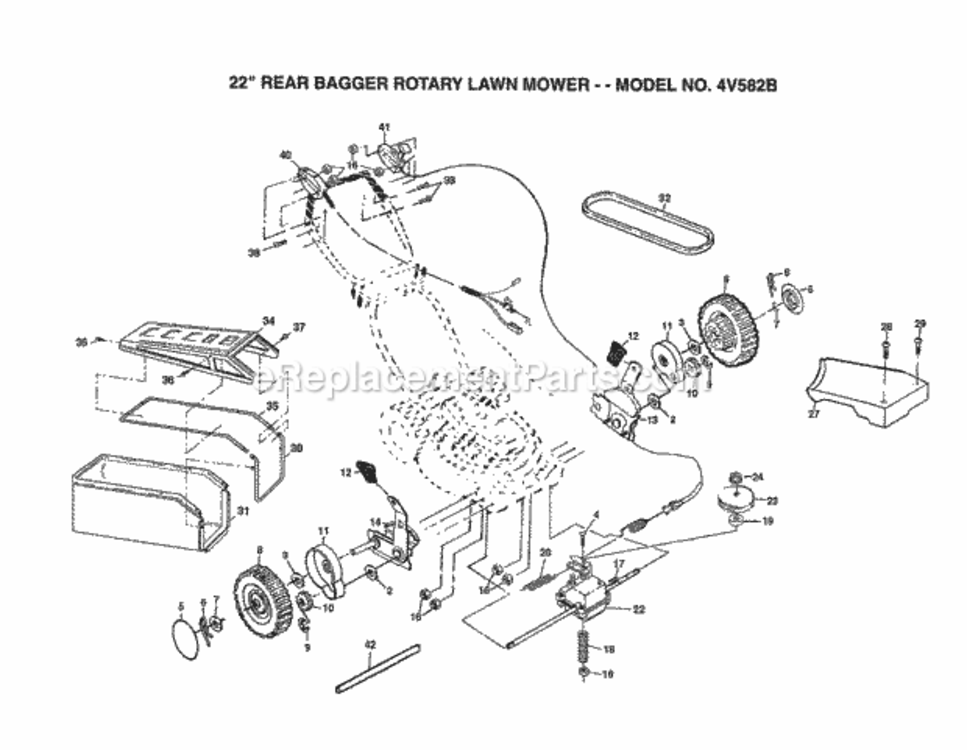 Page C Diagram and Parts List for 4V582B 1999 And Before Husqvarna Lawn Mower