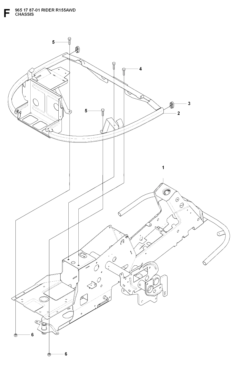 Chassis / Frame Diagram and Parts List for R155AWD (965178701)(2007-03) Husqvarna Lawn Tractor