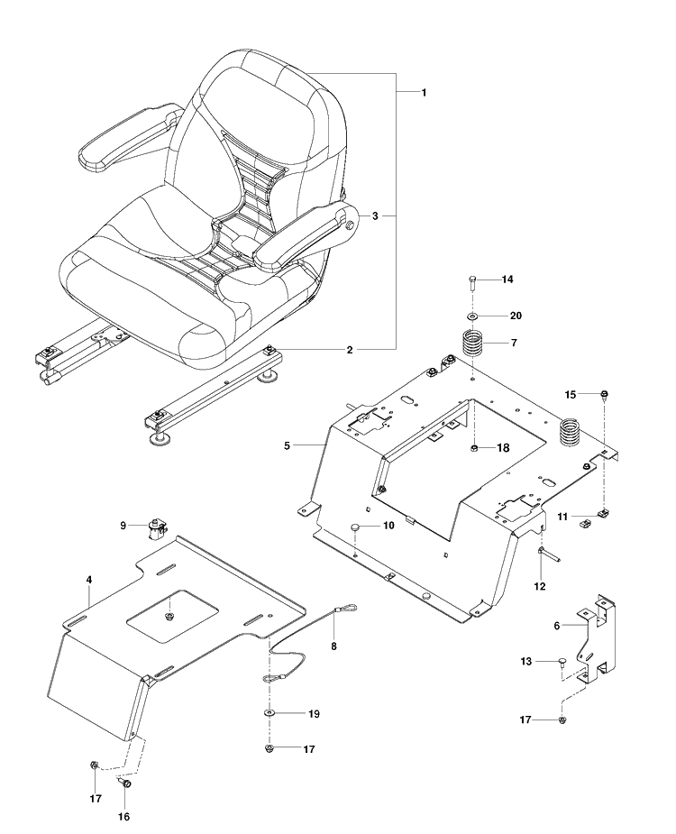 Seat Diagram and Parts List for EZ4824CA (966659501)(2012-08) Husqvarna Lawn Mower