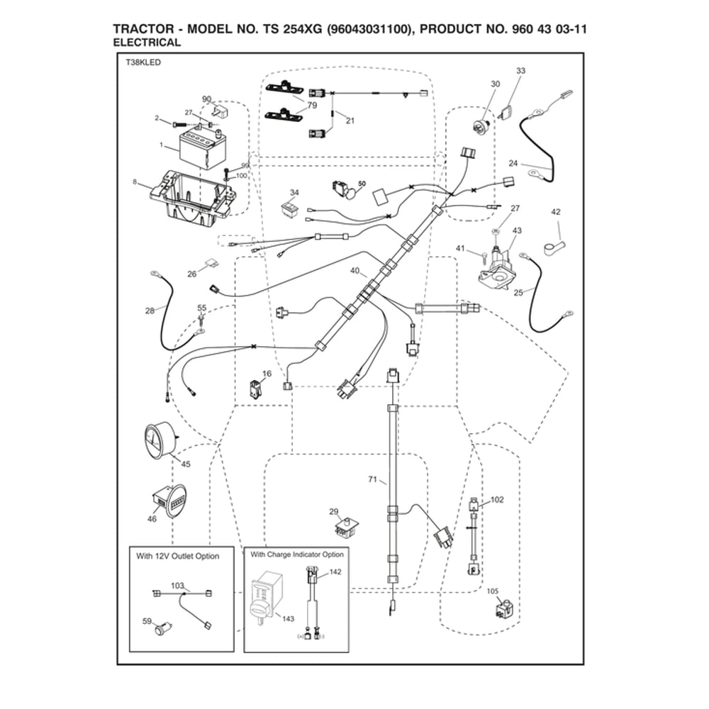 Electrical Diagram and Parts List for 96043031100  Husqvarna Lawn Tractor