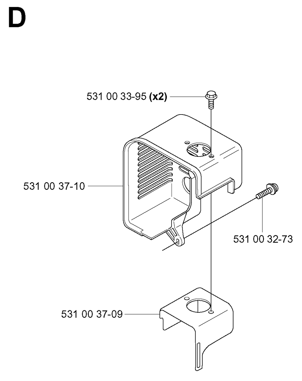 Heat Shield Diagram and Parts List for 155B (20014000001-20041499999)(2001) Husqvarna Leaf Blower / Vacuum