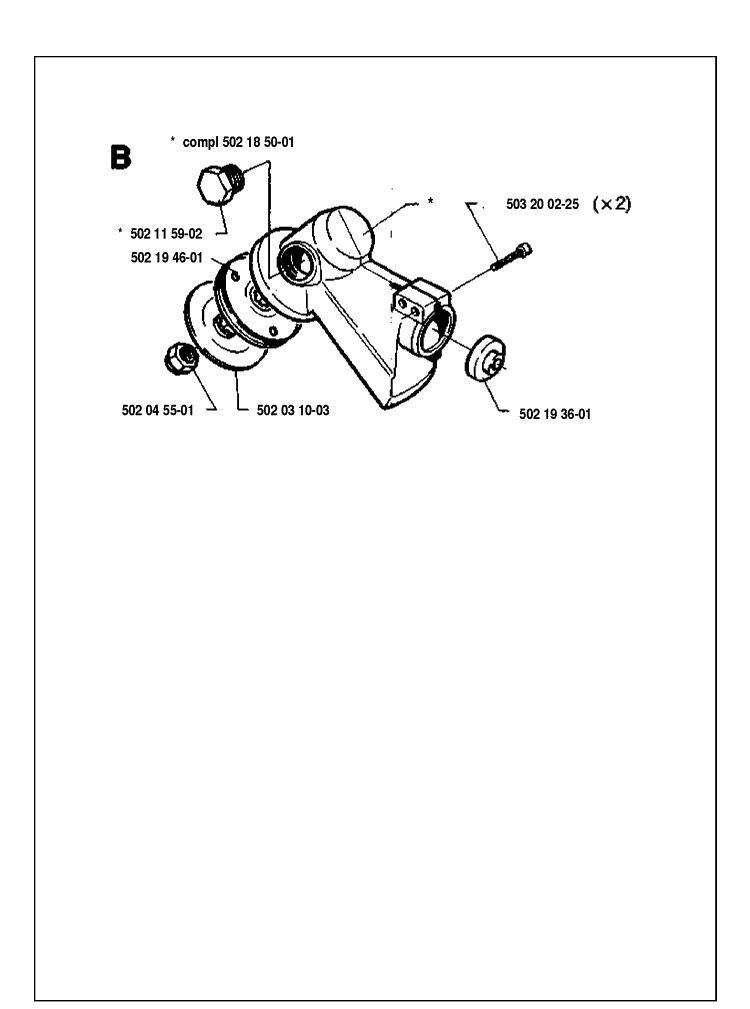 Bevel Gear Diagram and Parts List for 235R 19914800001-19930600000 Husqvarna Brush Cutter
