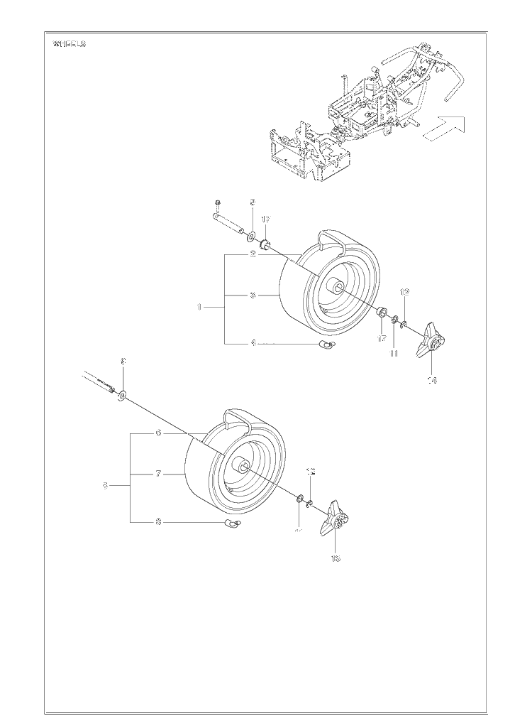 Wheels And Tires Diagram and Parts List for 967187001  Husqvarna Lawn Tractor Accessories