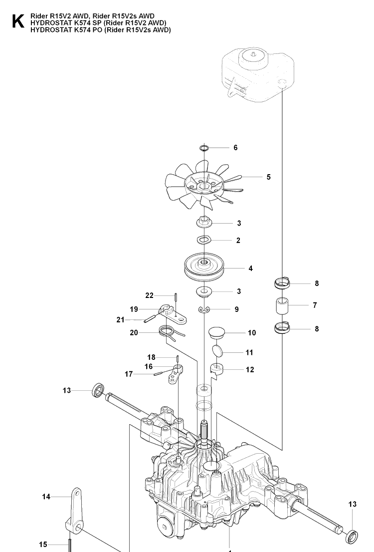 Transmission 3 Diagram and Parts List for RIDER15V2AWD (965200901)(2009-04) Husqvarna Lawn Mower