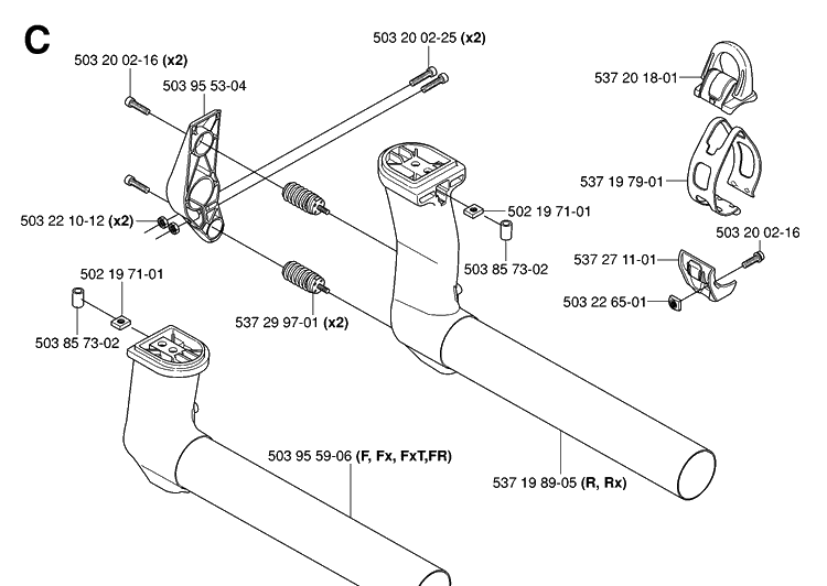 Shaft 2 Diagram and Parts List for 343R 20064000001-20103600000 Husqvarna Brush Cutter