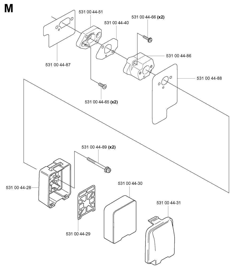 Air Filter Diagram and Parts List for 155B (TEX54D-EC50)(20041400001-Current)(2004) Husqvarna Leaf Blower / Vacuum