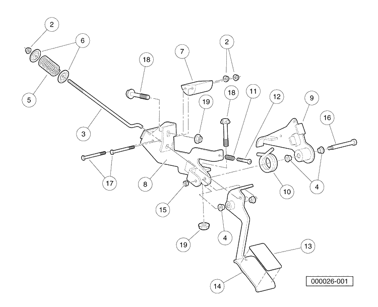 Accelerator Pedal Assembly Diagram and Parts List for HUV4420G 2006-11 Husqvarna Lawn Tractor