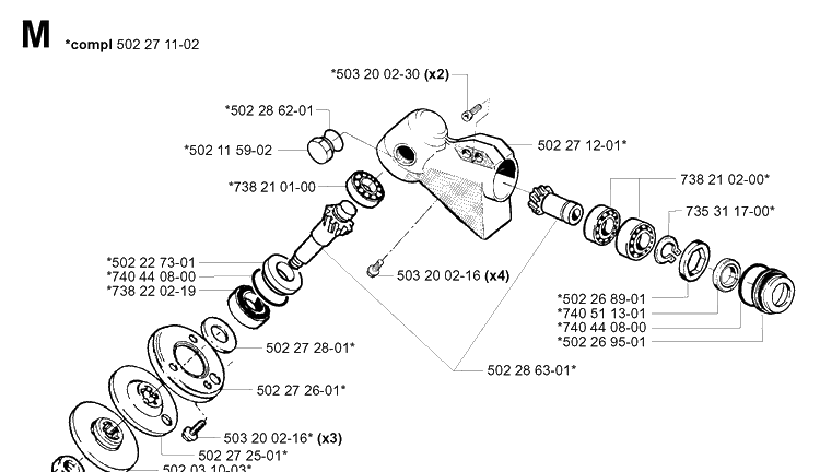 Bevel Gear 2 Diagram and Parts List for 252RX 20011800001-20023100000 Husqvarna Brush Cutter