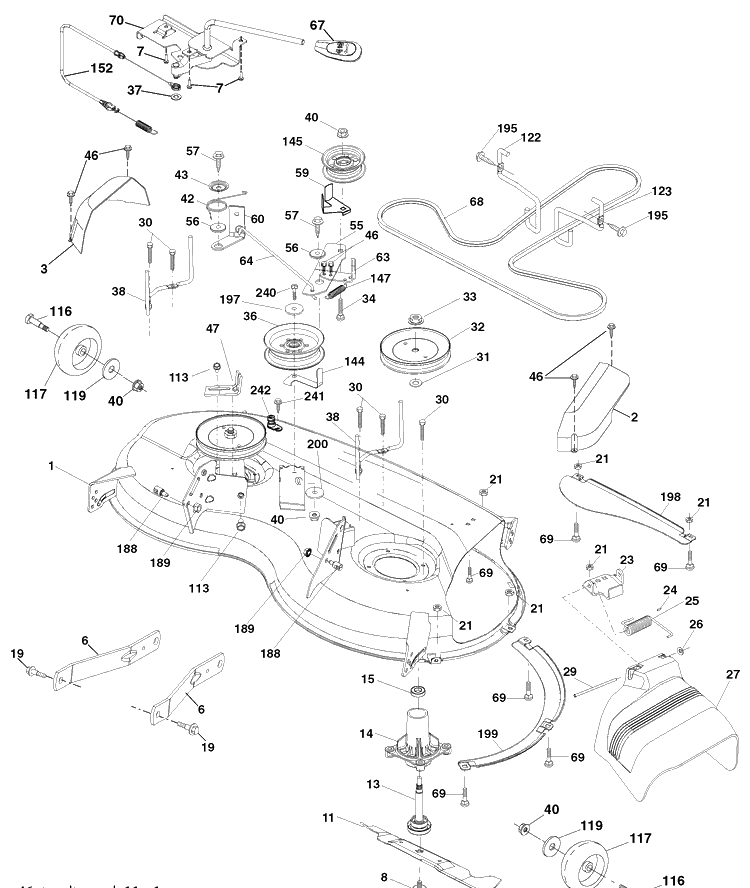 Mower Deck Diagram and Parts List for YTH22V46 (96043010100)(2010-04) Husqvarna Lawn Mower