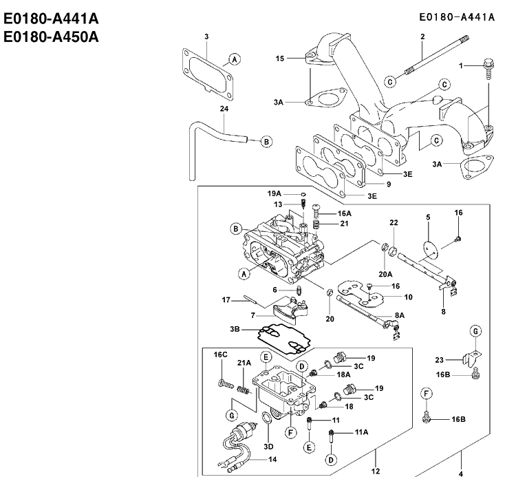 Carburetor Details Diagram and Parts List for FH641V 2002-06 Husqvarna Engine