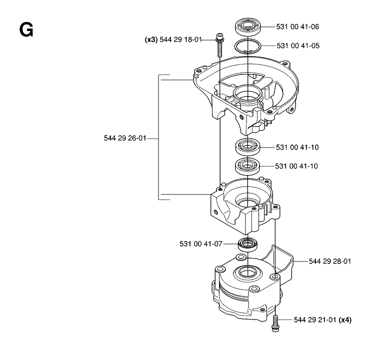 Crankcase Diagram and Parts List for 123HD60 20061000001-20070500000 Husqvarna Hedge Trimmer