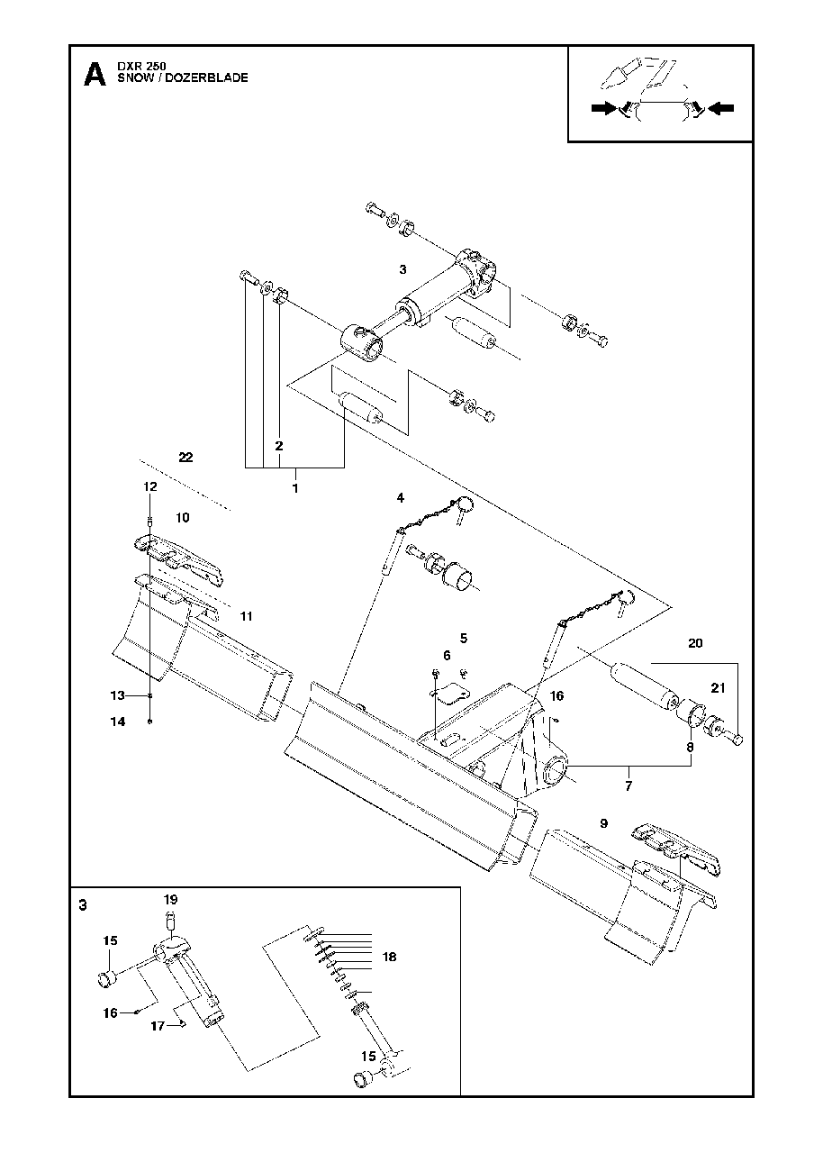 Snow / Dozerblade Diagram and Parts List for DXR250 (12 & Above)(2013-08) Husqvarna Demolition Hammer