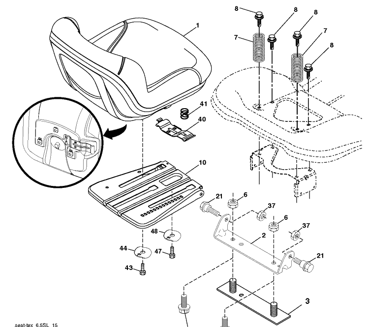 Seat Diagram and Parts List for YTH20K42  Husqvarna Lawn Tractor