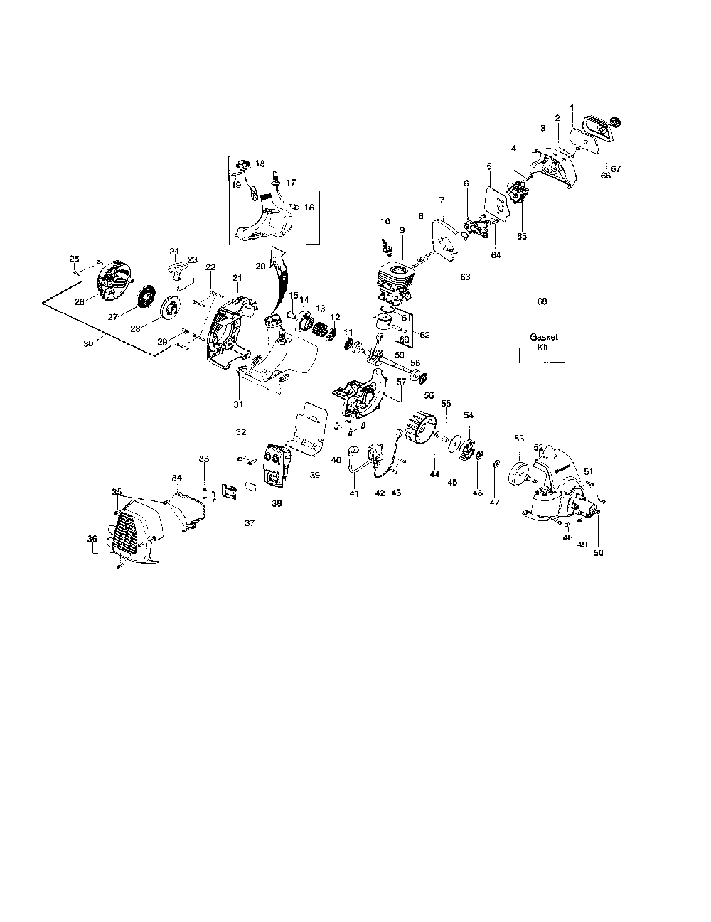 Cylinder/crankshaft/crankcase Diagram and Parts List for 125R-CANADA  Husqvarna Trimmer