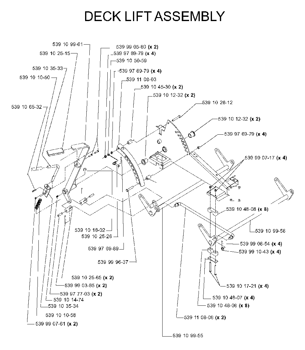 Mower Lift / Deck Lift Diagram and Parts List for IZ5224TLKOA (968999332)(2005-12) Husqvarna Lawn Tractor