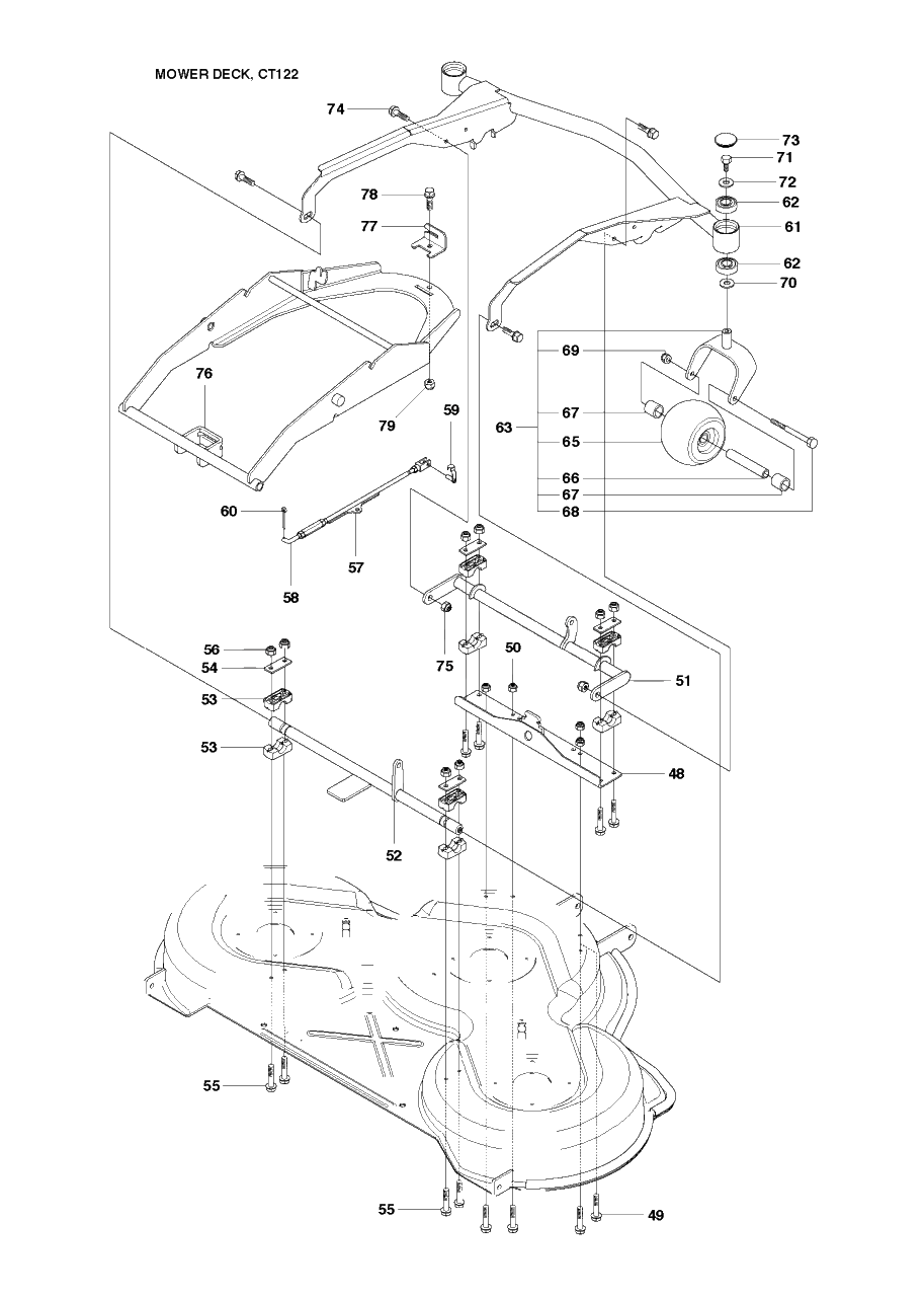 48-Inch/122cm Cutting Deck Diagram and Parts List for PF21 (965192401)(2010-07) Husqvarna Lawn Tractor