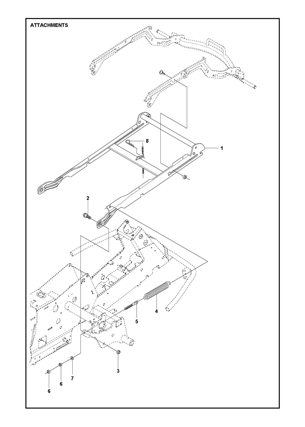 Attachments Diagram and Parts List for R216TAWD2018-2021  Husqvarna Lawn Tractor