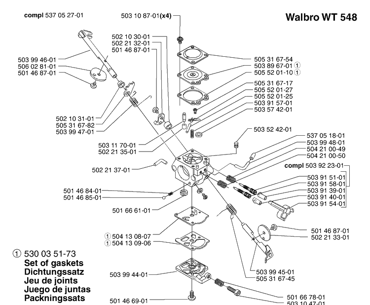 Carburetor Parts Diagram and Parts List for 232L 2002-09 Husqvarna Brush Cutter
