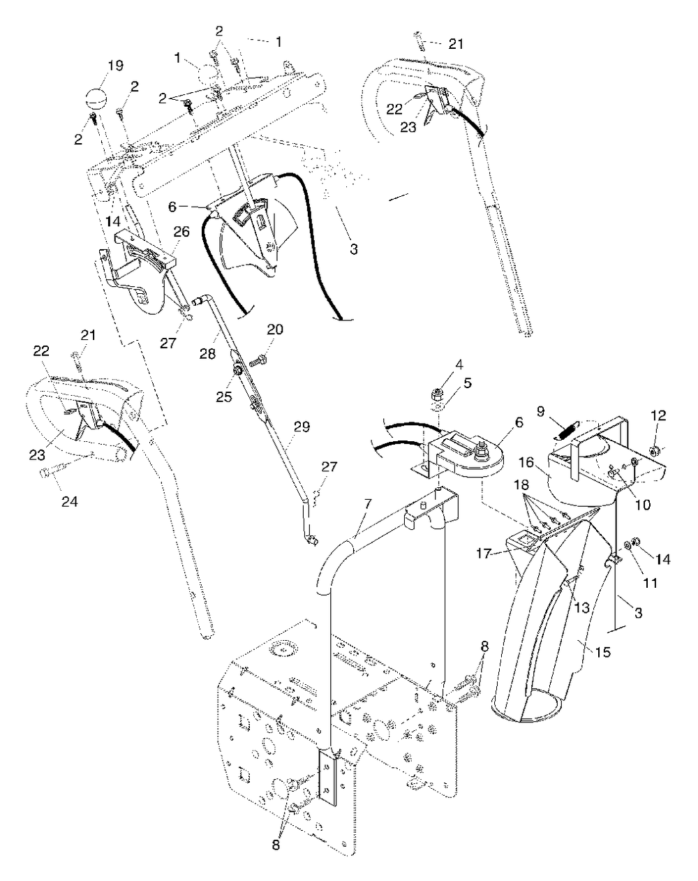 Control Panel / Discharge Chute Diagram and Parts List for 9027ST (954223074-A)(2002-09) Husqvarna Snow Blower