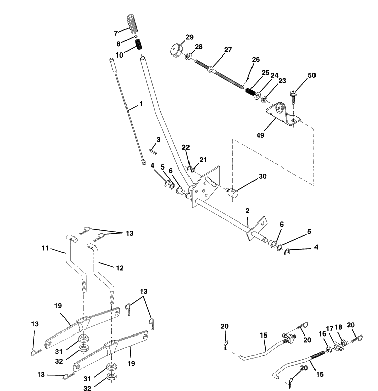 Lift Diagram and Parts List for LTH125 (HC125H42A)(954000782)(1994-01) Husqvarna Lawn Mower