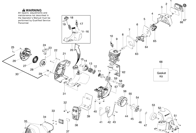 Engine Diagram and Parts List for 125LDX (545103447)(2009-09) Husqvarna Trimmer