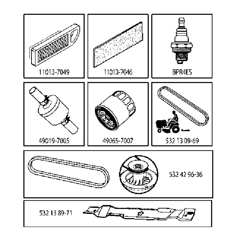 Frequently Used Parts Diagram and Parts List for YTH150XP (96011011400)(2006-01) Husqvarna Lawn Tractor