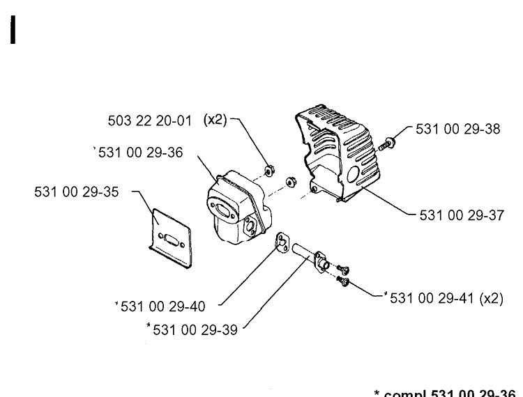 Muffler Diagram and Parts List for 26H 19930600001-19941000000 Husqvarna Hedge Trimmer