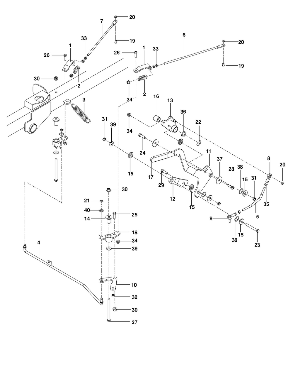 Parking Brake Diagram and Parts List for PZ29D 2011 Husqvarna Lawn Tractor