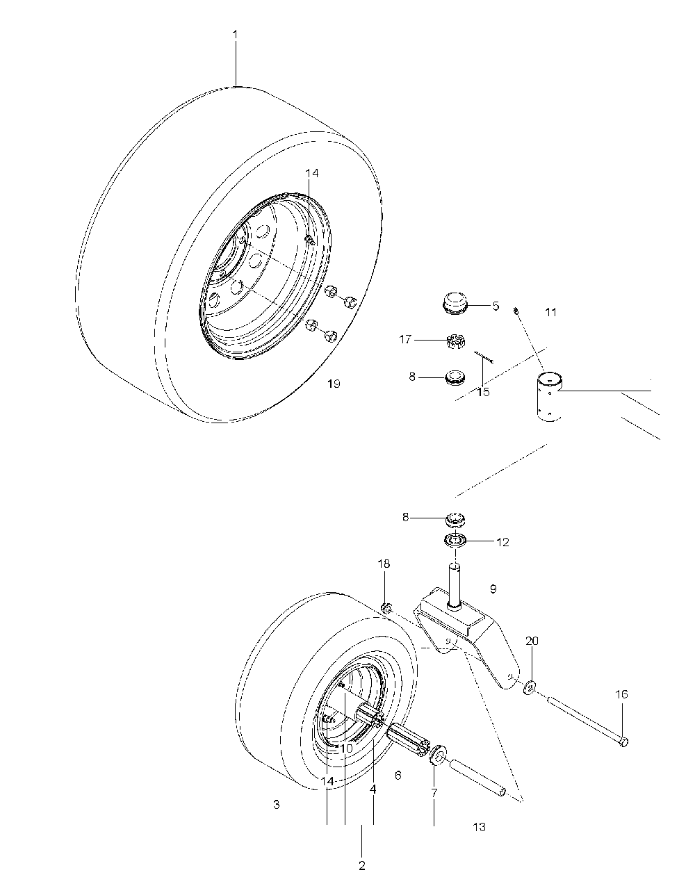 Wheels And Tires Diagram and Parts List for MZ5226BF 966690503-00, 2012-07 Husqvarna Lawn Tractor