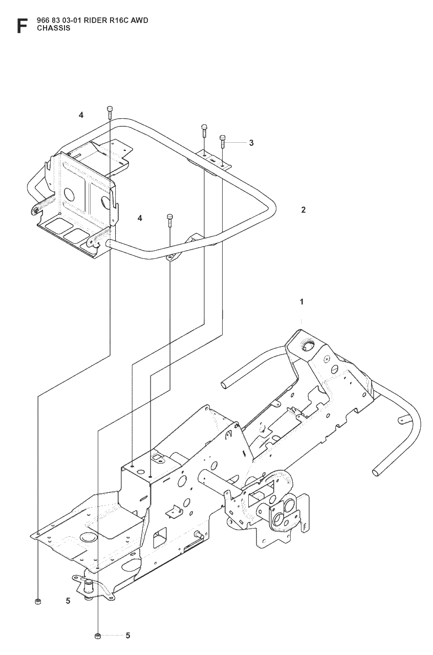 Chassis / Frame Diagram and Parts List for R16CAWD (966830301)(2008-04) Husqvarna Lawn Tractor