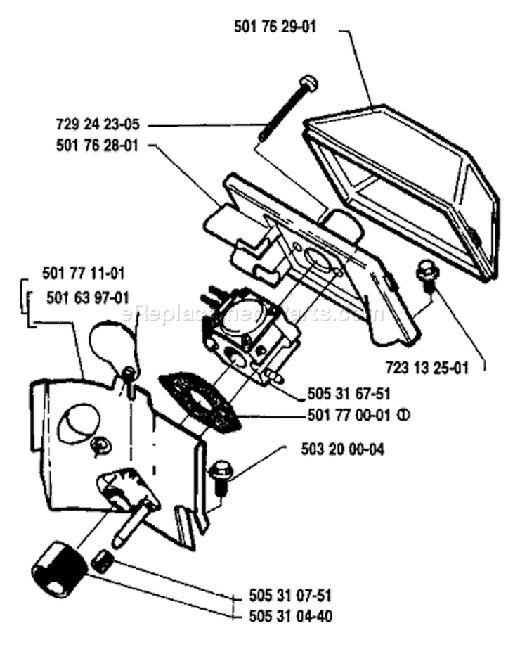 Page A Diagram and Parts List for 50 1983-01 Husqvarna Chainsaw