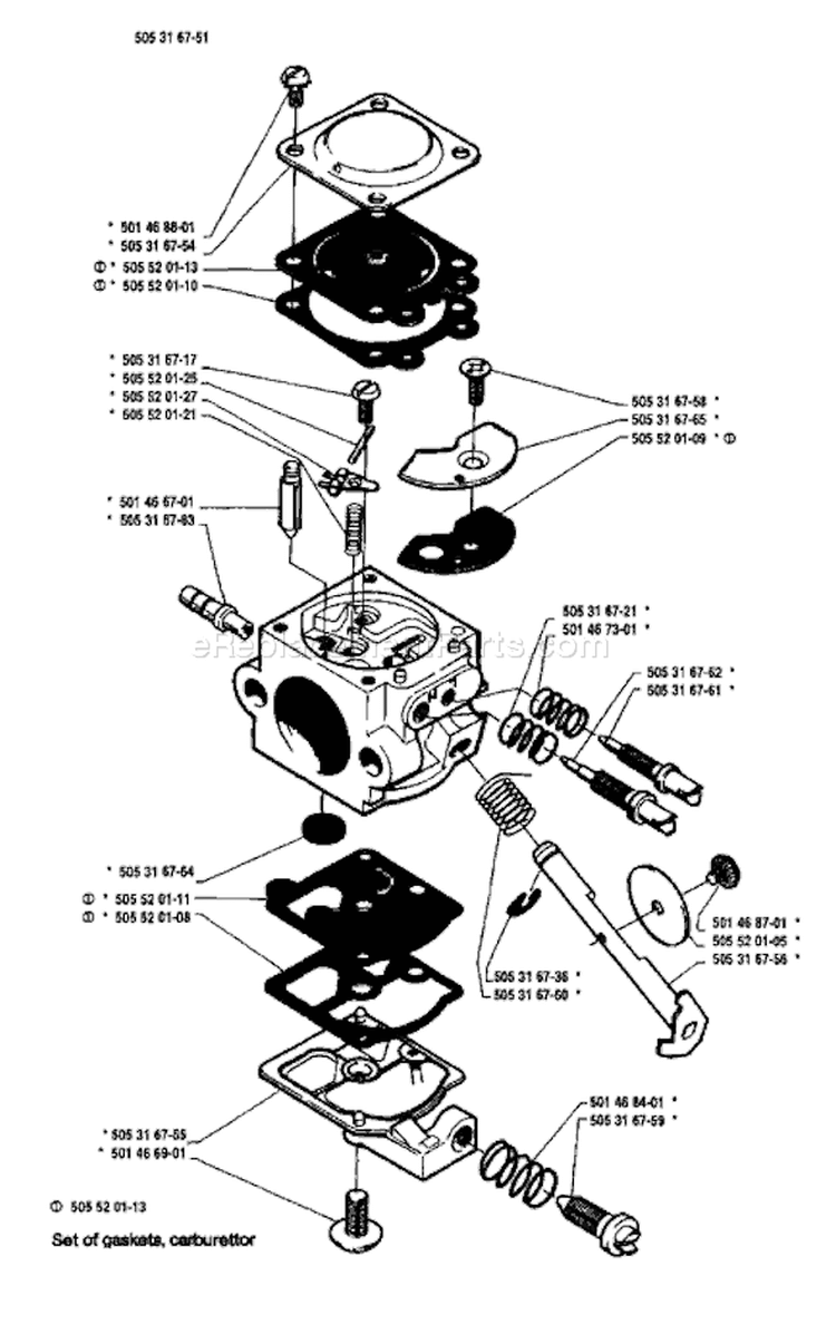 Page B Diagram and Parts List for 50 1983-01 Husqvarna Chainsaw