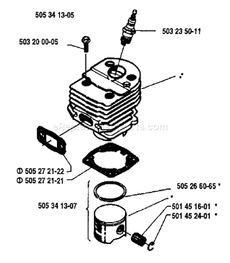 Page H Diagram and Parts List for 50 1983-01 Husqvarna Chainsaw