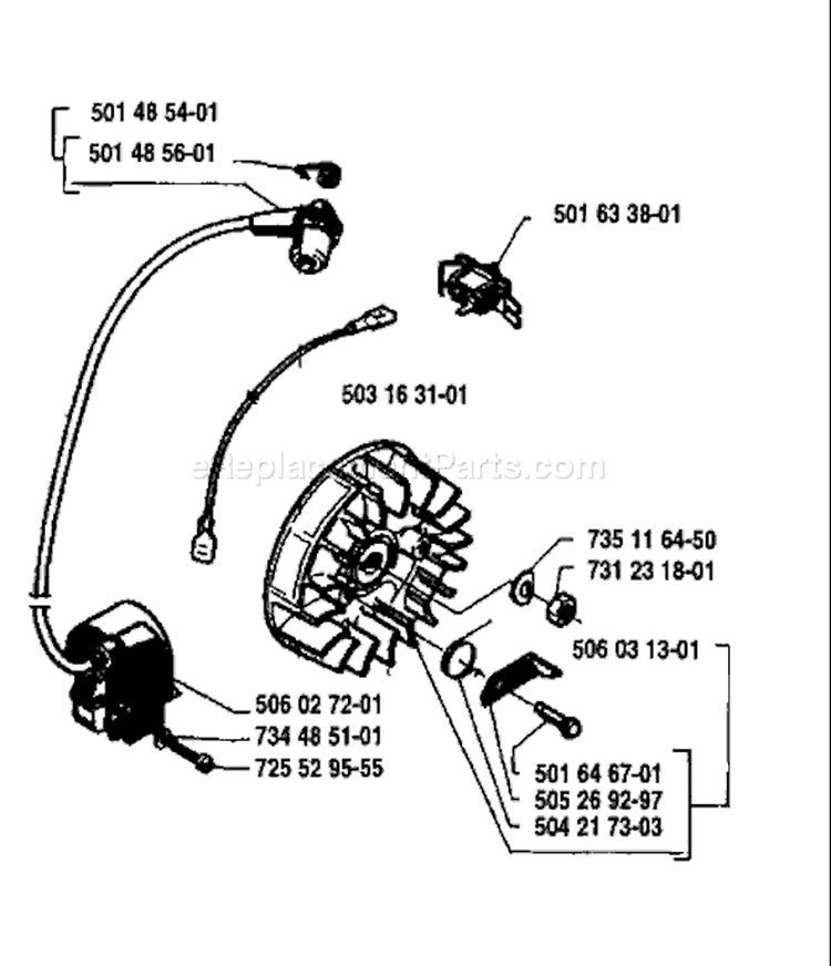Page E Diagram and Parts List for 50 1985-02 Husqvarna Chainsaw